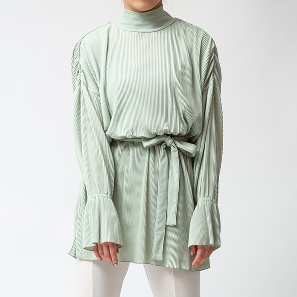 Pleats Flare Cuffs Pullover/Green | Perfume | A!SMART