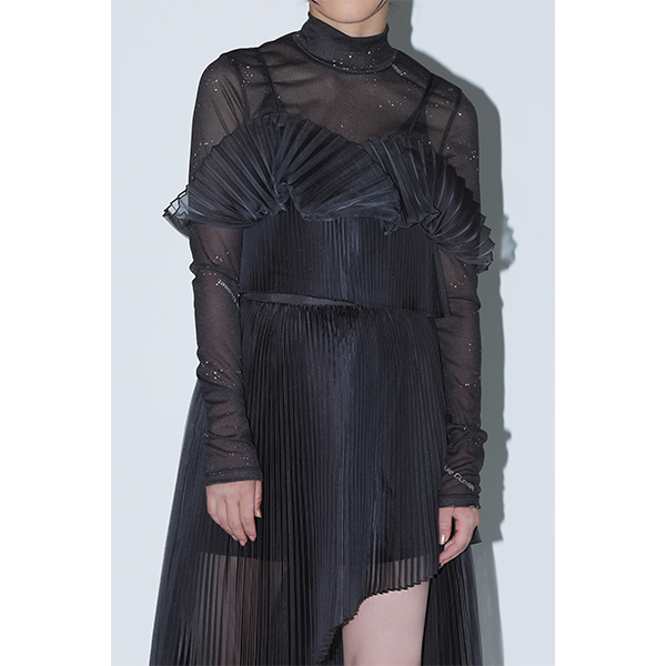 Sheer Pleats Bustier Inspired by Moon / Charcoal | Perfume Closet