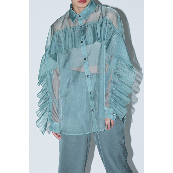 Sheer Pleats Shirts Inspired by Moon / Green | Perfume | A!SMART