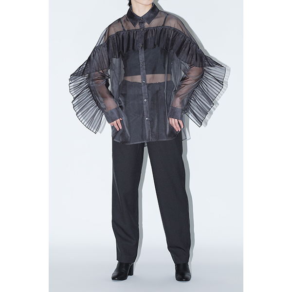 蜜*柑様 Sheer Pleats Shirts Inspired by Moo Sheer Pleats Shirts Inspired by Moon / Charcoal | Perfume Closet