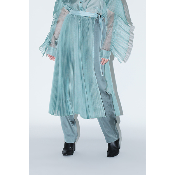 Sheer Pleats Wrap Skirt Inspired by Moon / Green | Perfume Closet