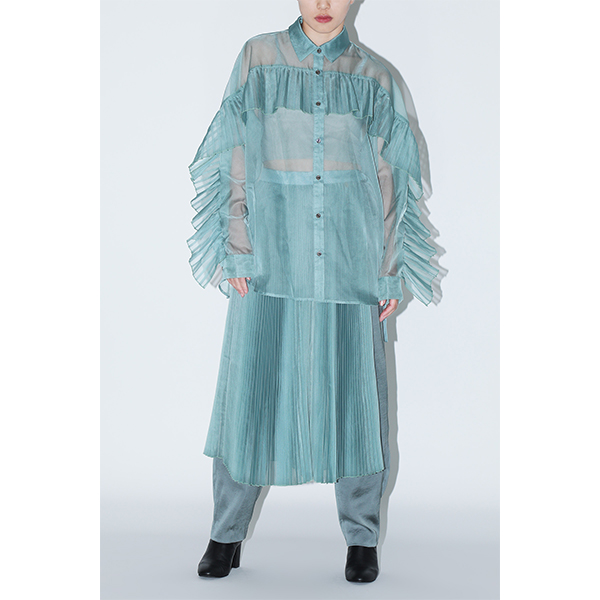 Sheer Pleats Wrap Skirt Inspired by Moon / Green | Perfume Closet