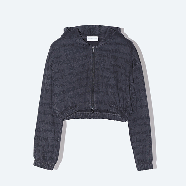 Inked Out Cropped Zip Up Hoodie