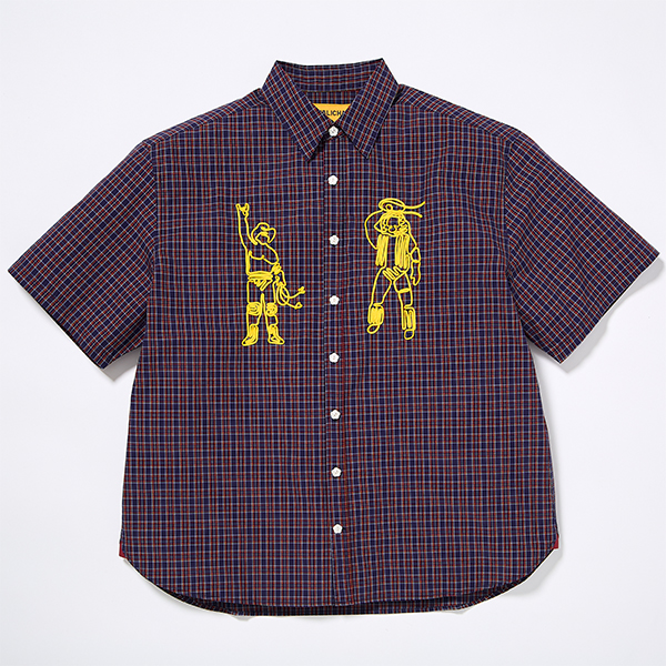 CHOUZYU Cord Embroidery Checkered Shirt
